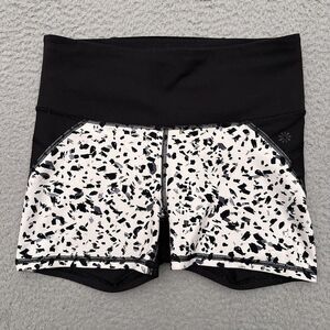 Athleta Stealth Shortie Shorts Women's Small Speckled‎ Black & White Stretch